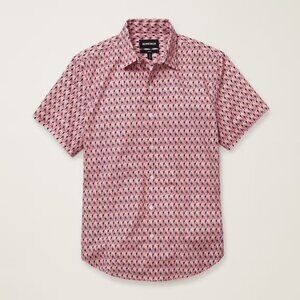 Bonobos Purple Party Parrots Riviera Short Sleeve Shirt, Slim Fit, Large, Long